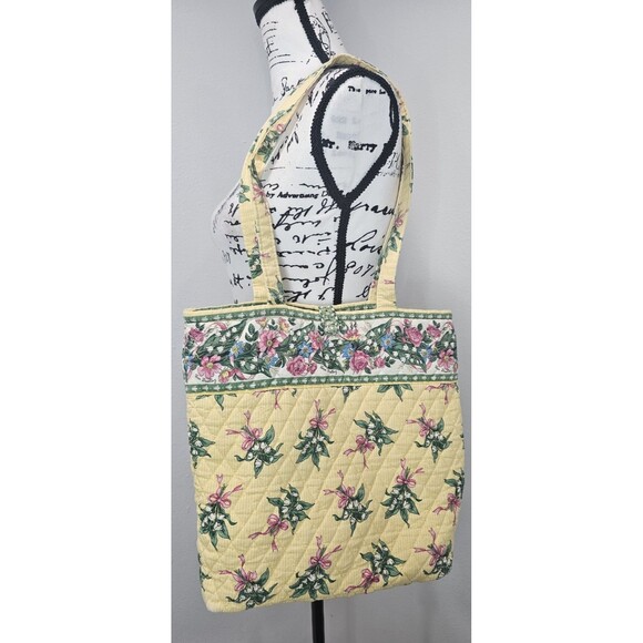 Vintage Vera Bradley Yellow Hope Spring Floral Garden Lg Quilted Tote Retired - Picture 1 of 16